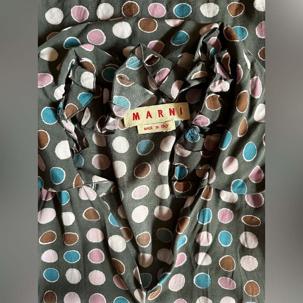 Marni silk designer top made in Italy sz medium to large polka dot print - Picture 6 of 8